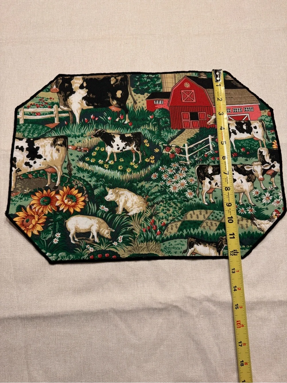 6 Vintage custom placemats Farmyard Designed by Joan Kessler